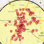 Nearby premises plotted on a map